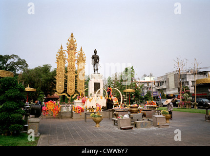 Statue of King Mengrai or Mangrai in Chiang Rai in Thailand in Southeast Asia Far East. Travel History Urban City Sculpture Historical Historic Art Stock Photo