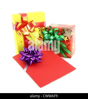 gift and gift card on white background Stock Photo
