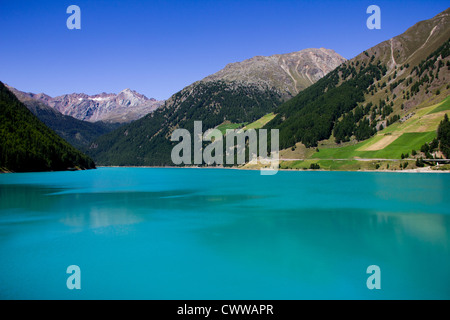 beautiful view of the Vernago lake in sudtirol, over the alps, Italy Stock Photo