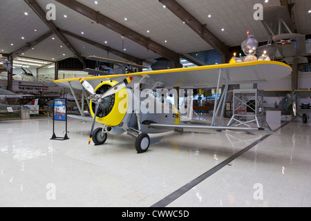 Grumman F3F-2 fighter biplane on display at the National Museum of Naval Aviation in Pensacola, FL Stock Photo