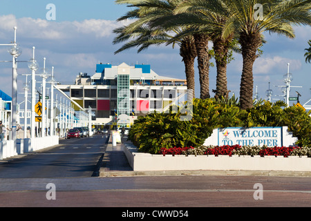 The St. Petersburg Pier contains an aquarium, shops and restaurants in downtown St. Petersburg, FL Stock Photo