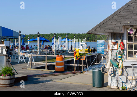 Kennebec Tavern waterfront restaurant on the Kennebec River in the historic town of Bath, Maine, USA Stock Photo