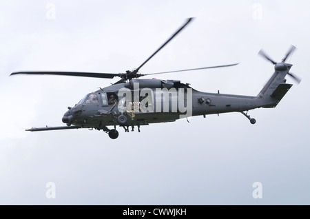Sikorsky HH-60G Pave Hawk helicopter operated by the 56th RQS (Rescue Squadron) of the US Air Force arriving at RAF Fairford Stock Photo