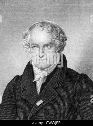 Alexander von Humboldt (1769-1859) on engraving from 1859. Prussian geographer, naturalist and explorer. Stock Photo