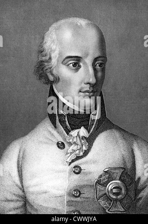 Archduke Charles, Duke of Teschen (1771-1847) on engraving from 1859.  Austrian field-marshal. Stock Photo