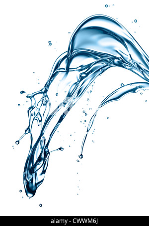 blue water splash isolated on white background Stock Photo