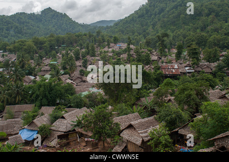 Mae La, the largest refugee camp in Thailand for Burmese refugees. Almost 50,000 inhabitants in 2012. Stock Photo