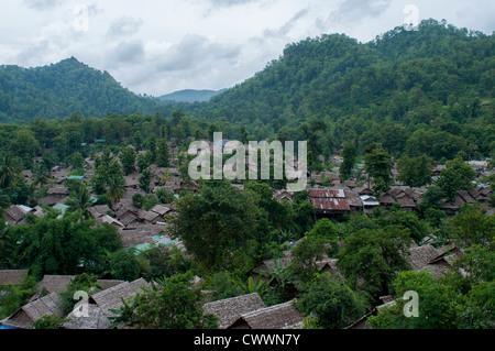 Mae La, the largest refugee camp in Thailand for Burmese refugees. Almost 50,000 inhabitants in 2012. Stock Photo