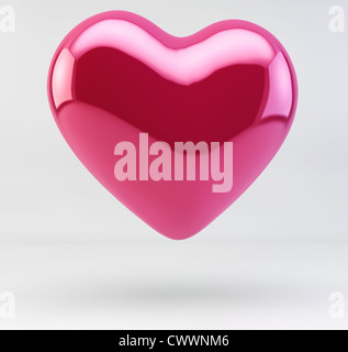 3D pink heart isolated on a white studio background. 3D illustration ...