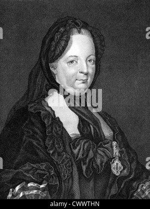 Maria Theresa (1717-1780) on engraving from 1859.  Holy Roman Empress. Stock Photo