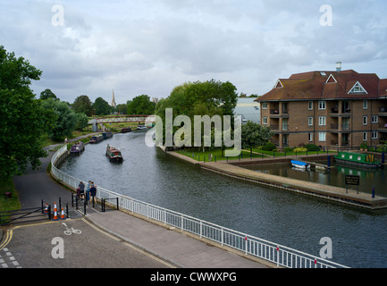Narrow boat on River Cam Cambridge Stock Photo