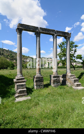 Four Corinthian Columns or Classical Columns of the Roman Temple of Apollo at Riez Alpes-de-Haute-Provence Provence France Stock Photo