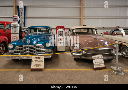 1942 Cadillac and 1956 Cadillac at War Eagles Air Museum, Santa Teresa, New Mexico, USA Stock Photo