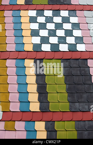 Cladding with coloured fibre cement boards like slate on an old house, Siegerland region, Germany, Europe Stock Photo