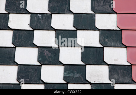 Cladding with coloured fibre cement boards like slate on an old house, Siegerland region, Germany, Europe Stock Photo