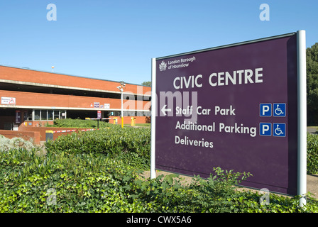 staff car park sign at the former hounslow civic centre, middlesex, england Stock Photo