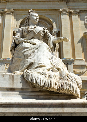 Statue of Queen Victoria outside National Library in Valletta capital city of Mediterranean island of Malta Europe EU Stock Photo