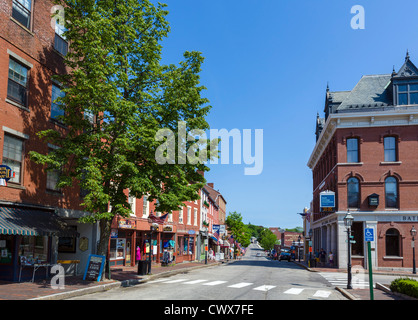 View down Front Street in the historic town of Bath, Maine, USA Stock Photo