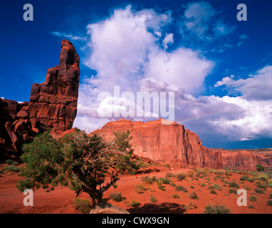 The Thumb rock formation is on the 17 mile loop through the park. Monument Valley. Stock Photo