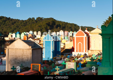 Mausoleums  and graves at the town cemetery, Chichicastenango, Guatemala. Stock Photo