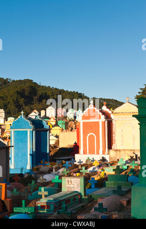 Mausoleums  and graves at the town cemetery, Chichicastenango, Guatemala. Stock Photo