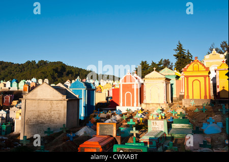 Mausoleums  and graves at the town cemetery, Chichicastenango, Guatemala. Stock Photo