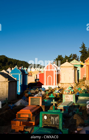 Mausoleums  and graves at the town cemetery, Chichicastenango, Guatemala. Stock Photo