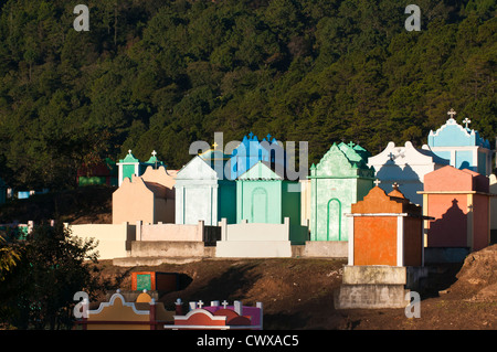 Mausoleums  and graves at the town cemetery, Chichicastenango, Guatemala. Stock Photo