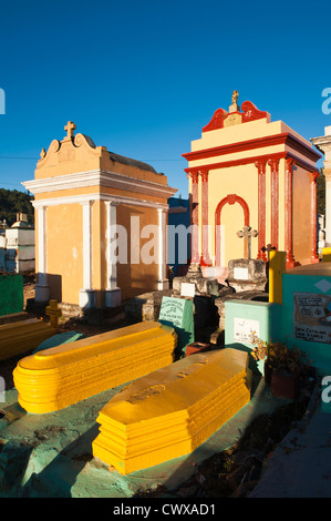 Mausoleums  and graves at the town cemetery, Chichicastenango, Guatemala. Stock Photo