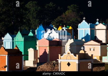 Mausoleums  and graves at the town cemetery, Chichicastenango, Guatemala. Stock Photo