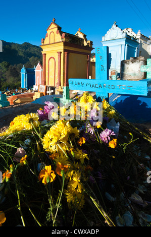 Mausoleums  and graves at the town cemetery, Chichicastenango, Guatemala. Stock Photo