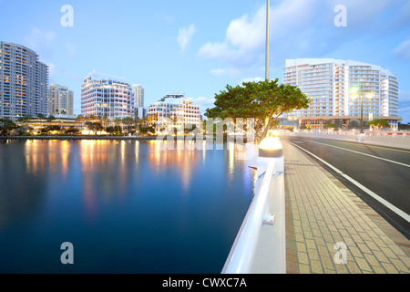 Brickell Key and Brickell Key Drive, Miami, Florida, USA Stock Photo