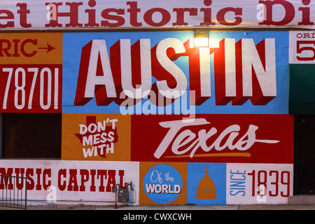 Austin, Texas Historic Distric sign in downtown Austin on 6th street Stock Photo