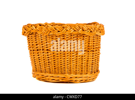 wooden wicker basket isolated on white background Stock Photo