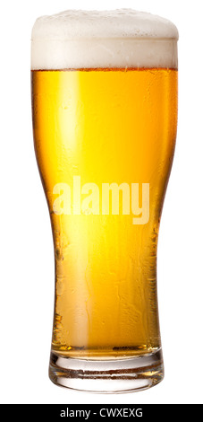 Glass of light beer isolated on a white background. File contains path to cut. Stock Photo