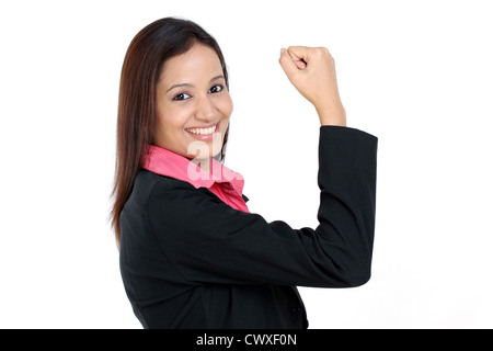 Successful Indian business woman against white background Stock Photo
