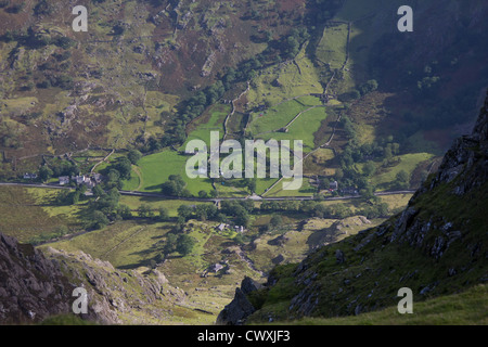 Looking down from Snowdon at the Llanberis Pass Stock Photo