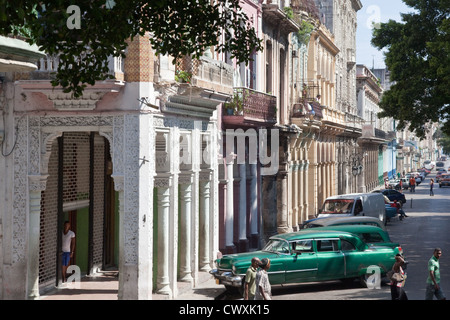 Havana is a jumbled mix of stunning architecture and classic old cars. Stock Photo