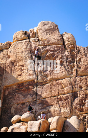 Rock climbers at Hidden Valley, Joshua Tree National Park, California. Stock Photo