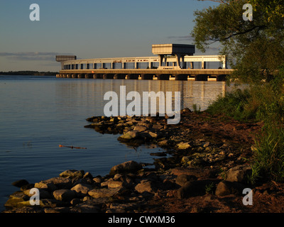Robert Moses State Park at Moses-Saunders Power Dam, St. Lawrence Lake, part of St. Lawrence Seaway, Massena, NY, September 01, Stock Photo