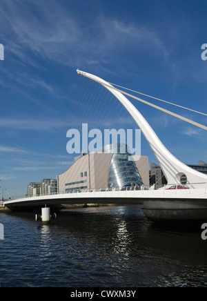 Samuel Beckett Bridge, Dublin, Ireland - with new Convention Centre in the background