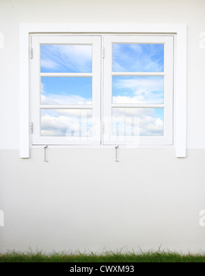 white window and wall with sky Stock Photo