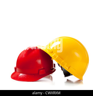 An orange hard hat safety helmet on a white background Stock Photo - Alamy