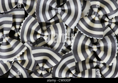 Farfalle Zebra pasta. Flavored coloured Pasta. Specialty pasta Stock Photo