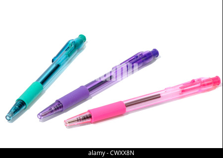 a-set-of-transparent-colored-pens-on-a-white-background-isolated-stock