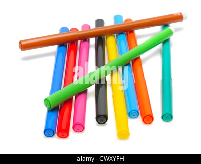 A set of colored felt pens on a white background, isolated Stock Photo