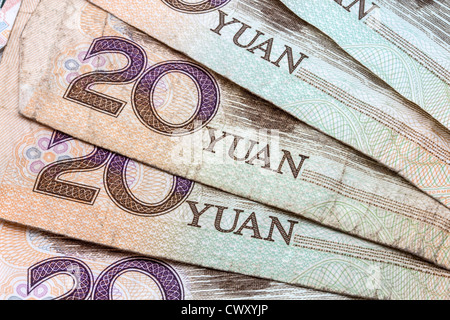 Chinese currency - 20 yuan background Stock Photo