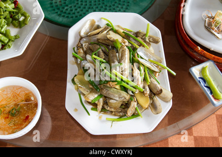 Delicious razor fish closeup in a plate Stock Photo