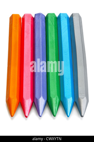 Pearl wax crayons on a white background, isolated. Stock Photo