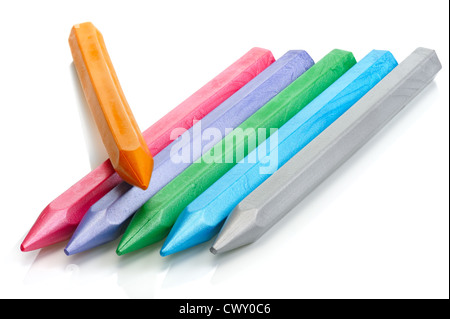 Pearl wax crayons on a white background, isolated. Stock Photo